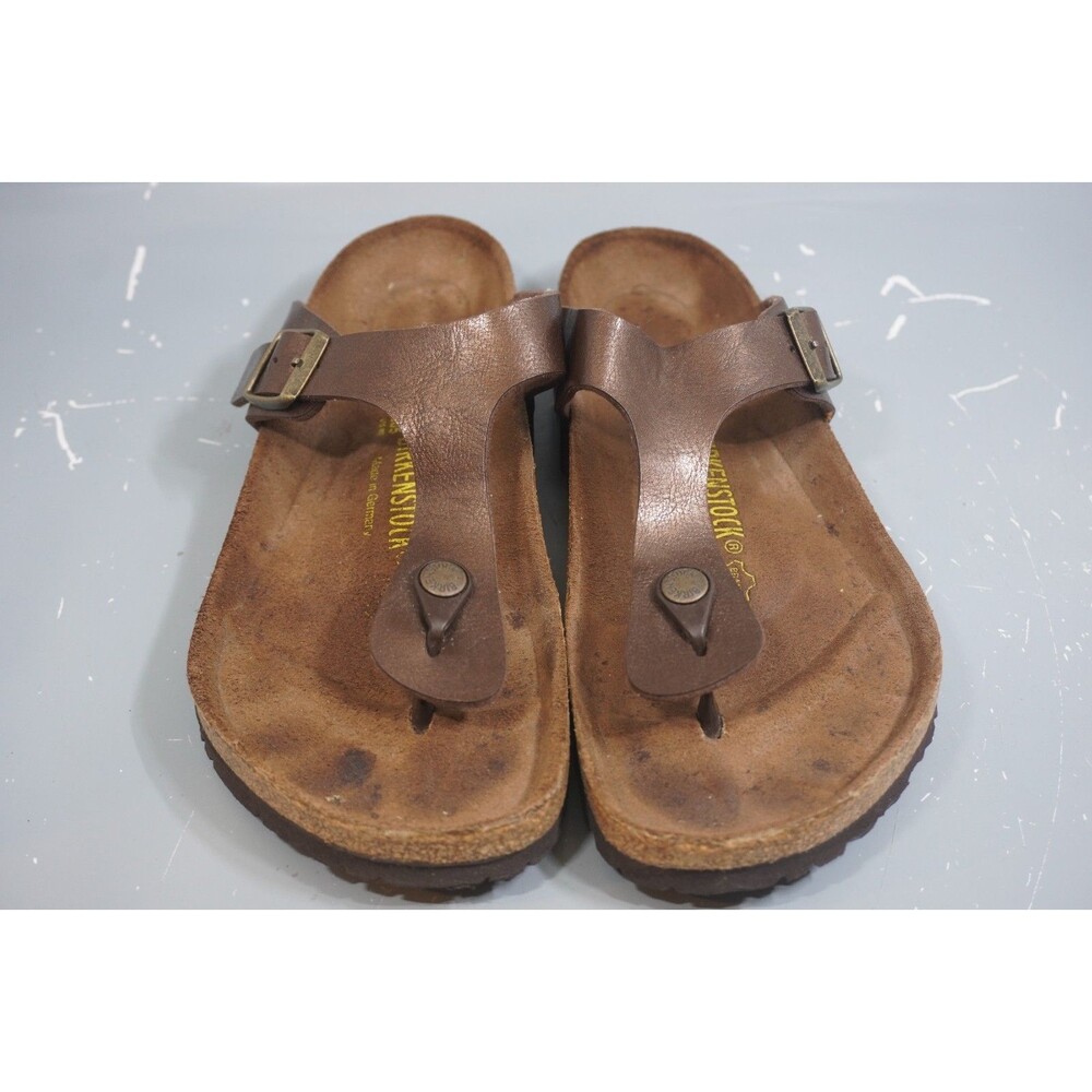 Birkenstock Gizeh Metallic Bronze Leather Thong Flip Flop Sandals Women’s 10 41 - Picture 2 of 5